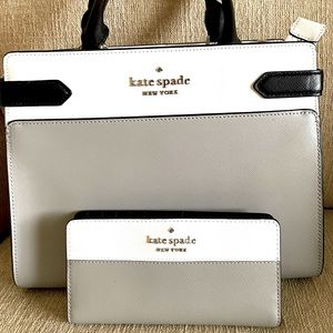 Kate Spade Staci Colorblock Medium Satchel Nimbus Grey Multi w/wallet